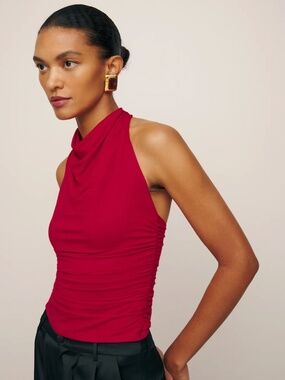 Reformation Enzo Knit Top Red - Size XS